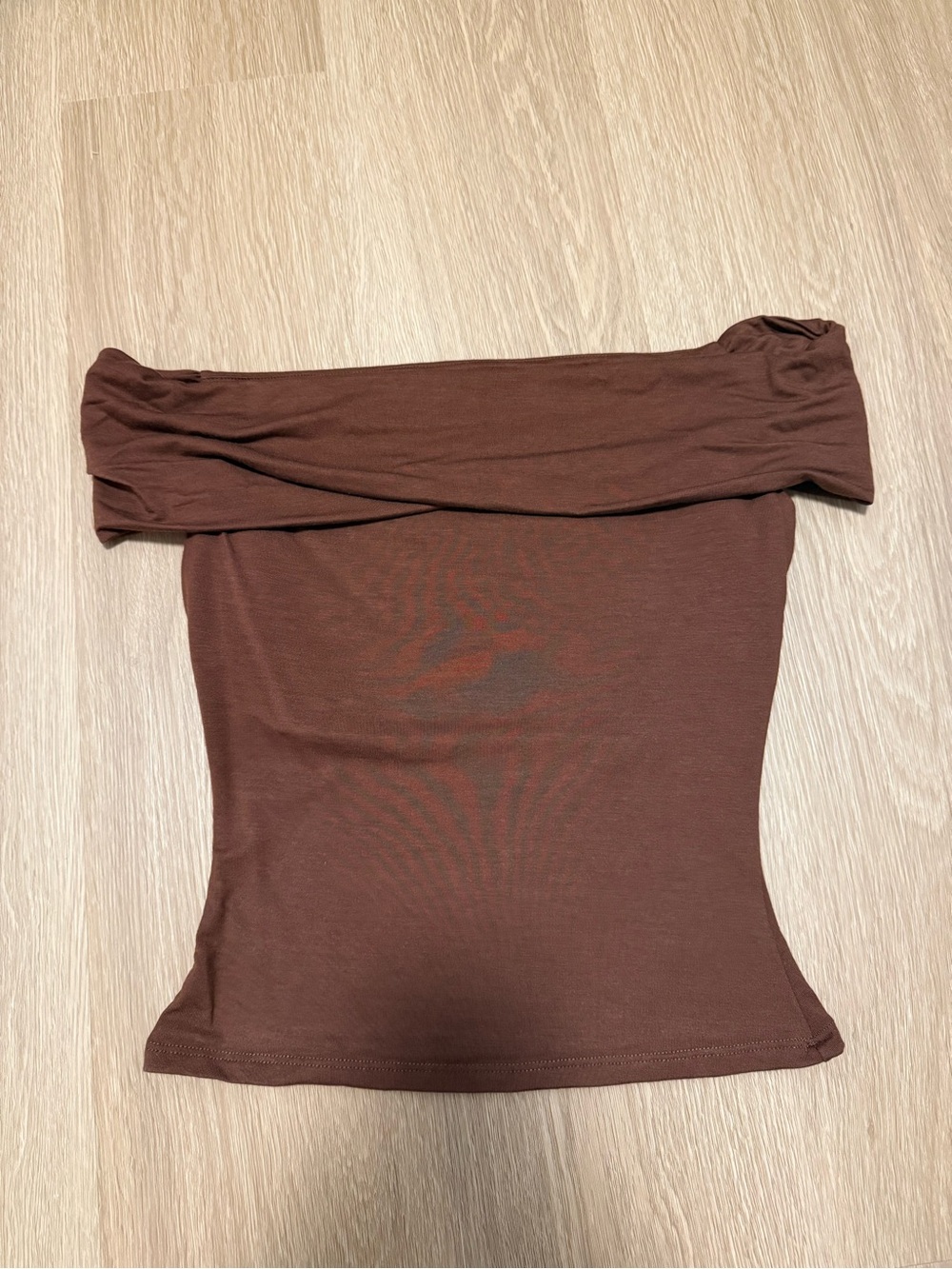Reformation Off-Shoulder Cello Knit Top in Brown